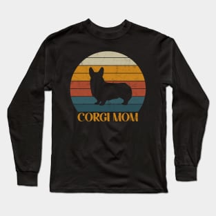 Cute Vintage Corgi Mom Sunset - Dog Lover Corgis Long Sleeve T-Shirt